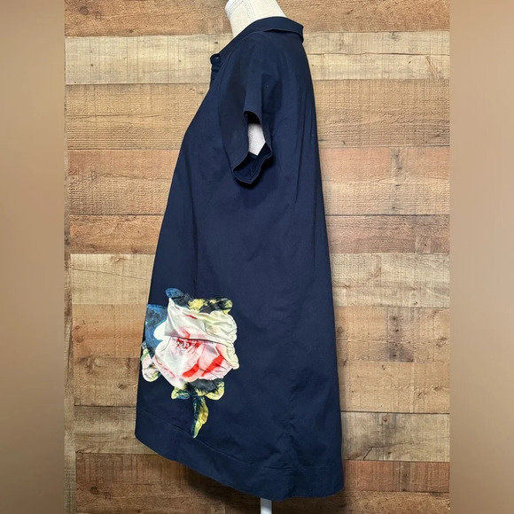 🌻 Soft Surroundings Ella Floral Appliqué Tunic Top Navy size Small - Picture 3 of 11